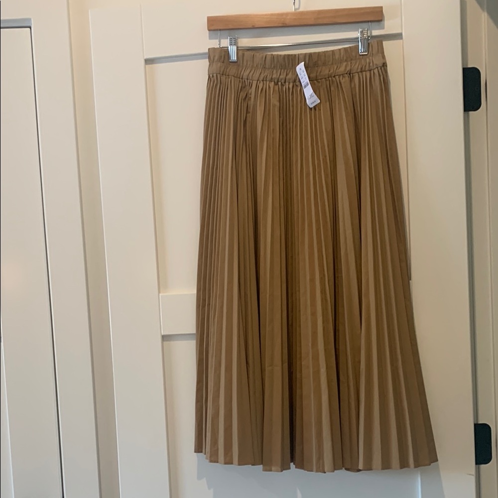 J Crew Tan Pleated Skirt